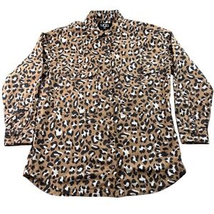 UGG RTW Leopard Print Cotton Button Down Shirt Brown Black XS 1127653